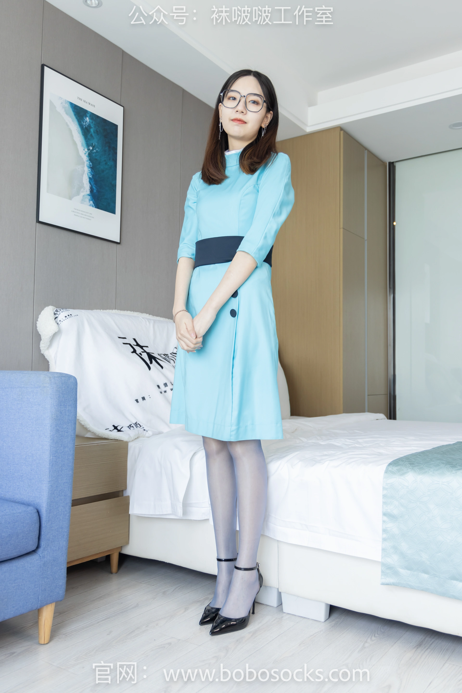 [BoBoSocks袜啵啵]NO.105 小甜豆-空姐制服、高跟鞋、蓝色丝袜 2